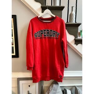 SuperDry Red Sweatshirt Dress sz 10 EUC
